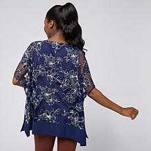 Nina Leonard Kimono Knit Floral Top with Tank 2-piece Set