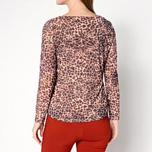 Nina Leonard Long Sleeve Power Mesh Top
