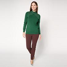 Nina Leonard Mock Neck Long Sleeve Sweater Top