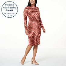 Nina Leonard Mock Neck Sheath Dress 