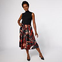 Nina Leonard Jewel Neck Long-Sleeve A-Line Dress | HSN