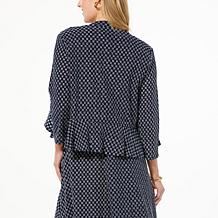 Nina Leonard Ruffle Trim Eyelet Bolero