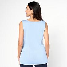 Nina Leonard Scoop-Neck Studded Knit Tank