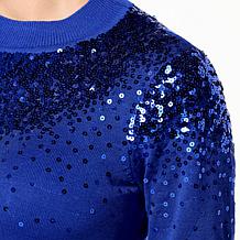 Nina Leonard Sequin Mock Neck Sweater Dress