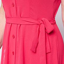 Nina Leonard Sleeveless Collared Button-Front Dress