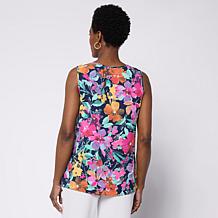 Nina Leonard Sleeveless V-Neck Printed Float Top