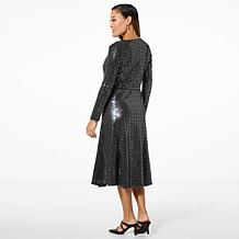 Nina Leonard Sparkle Knit Midi-Length Sylvia Dress