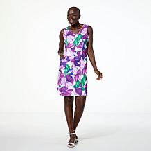 Nina Leonard Floral Foil Print Scuba Sheath Dress | HSN