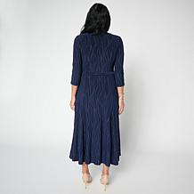 Nina Leonard Syliva 3/4-Sleeve Belted Dress
