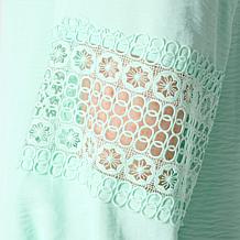 Nina Leonard Textured Wave Balloon Sleeve V-Neck Top