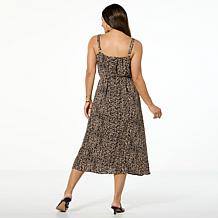 Nina Leonard Textured Wave Midi Dress with Adjustable Straps
