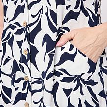 Nina Leonard Textured Wave Sleeveless Collared Shirtdress