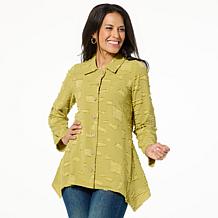 Nina Leonard Textured Wave Side Tie Top - 23458047 | HSN