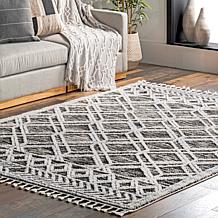 nuLOOM  2' 6" x 8' Ansley Moroccan Lattice Tassel Area Rug