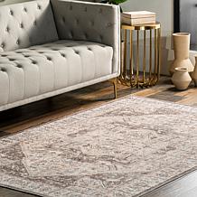 nuLOOM Brielle Machine Washable Vintage Medallion Rug 5' x 8' Brown
