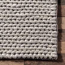 nuLOOM Penelope Braided Wool Area Rug 2' 6" x 6' Light Gray