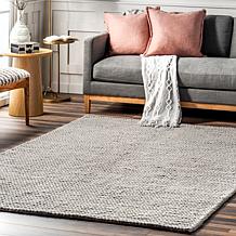 nuLOOM Penelope Braided Wool Area Rug 2' 6" x 6' Light Gray