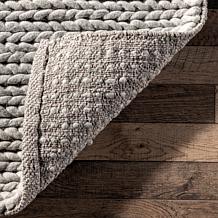 nuLOOM Penelope Braided Wool Area Rug 5' x 8' Light Gray