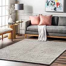 nuLOOM Penelope Braided Wool Area Rug 6' x 9' Light Gray