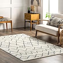 nuLOOM Rae Abstract Stripes Machine Washable Shag 5' x 8' Area Rug