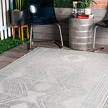 nuLOOM Ranya Tribal Indoor/Outdoor Area Rug 4' x 6' Light Gray