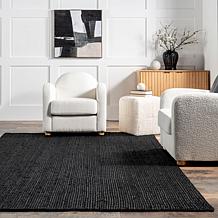 nuLOOM Rigo Hand Woven Farmhouse Jute Area Rug - 2' 6" x 6' Black