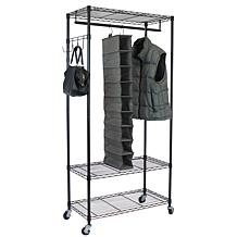 Oceanstar Garment Rack with Adjustable Shelves with Hooks Black