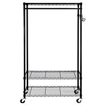 Oceanstar Garment Rack with Adjustable Shelves with Hooks Black