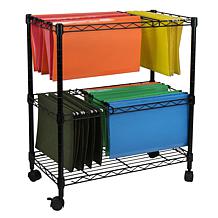 Oceanstar Portable 2 Tier Metal Rolling File Cart Black