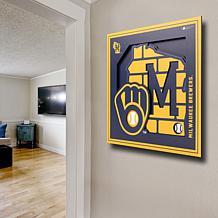 Officially Licensed MLB 3D Logo Series 12 x 12 Wall Art - Milwaukee