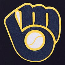 Officially Licensed MLB Brewers Ladies Jacket w Fleece & Nylon Sides