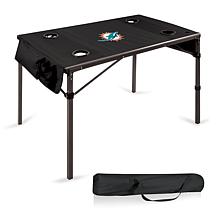 Officially Licensed NFL Black Portable Folding Travel Table - Dolphins