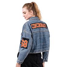 Officially Licensed NFL G34Her By Carl Banks Game Ball Denim Jacket