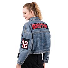 Officially Licensed NFL G34Her By Carl Banks Game Ball Denim Jacket