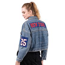 Officially Licensed NFL G34Her By Carl Banks Game Ball Denim Jacket
