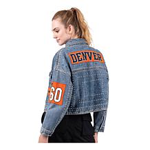 Officially Licensed NFL G34Her By Carl Banks Game Ball Denim Jacket