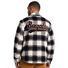 Officially Licensed NFL Men's Plaid Shirt Jacket