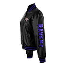 Officially Licensed NFL Sequin Logo Faux Leather Bomber Jacket