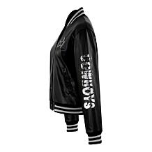 Officially Licensed NFL Sequin Logo Faux Leather Bomber Jacket