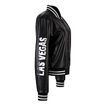 Officially Licensed NFL Sequin Logo Faux Leather Bomber Jacket