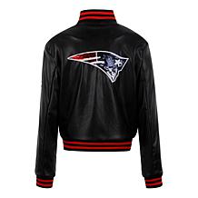 Officially Licensed NFL Sequin Logo Faux Leather Bomber Jacket
