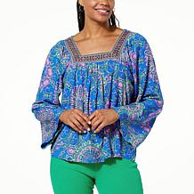 One World Square Neck Medallion Printed Top