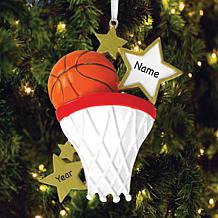 Orange & White Basketball Star Personalized Ornament