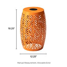 Orange Iron Cutout Leaf Pattern Solar Powered Garden Stool
