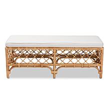 Orchard Natural Rattan Accent Bench with Plush Cushion