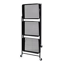 Origami 3-Tier Foldable Rolling Cart with Large Shelves