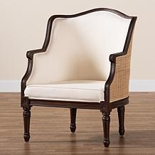Ornella Traditional French Accent Chair with Rattan Accents