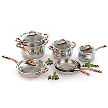 Ouro Gold 18/10 Stainless Steel 8" Stockpot with Glass Lid, 5qt.