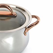 Ouro Gold 18/10 Stainless Steel 8" Stockpot with Glass Lid, 5qt.