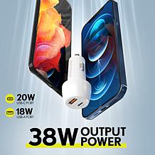 Overtime Fast Charge 20W/18W Dual Port Car Charger Adapter